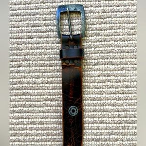 Vintage Black & Silver Leather Rustic Belt Size 32